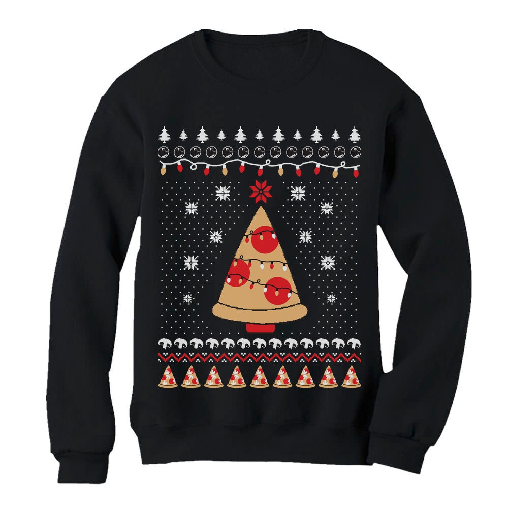 Pizza Ugly Christmas Women Sweatshirt - Black 1
