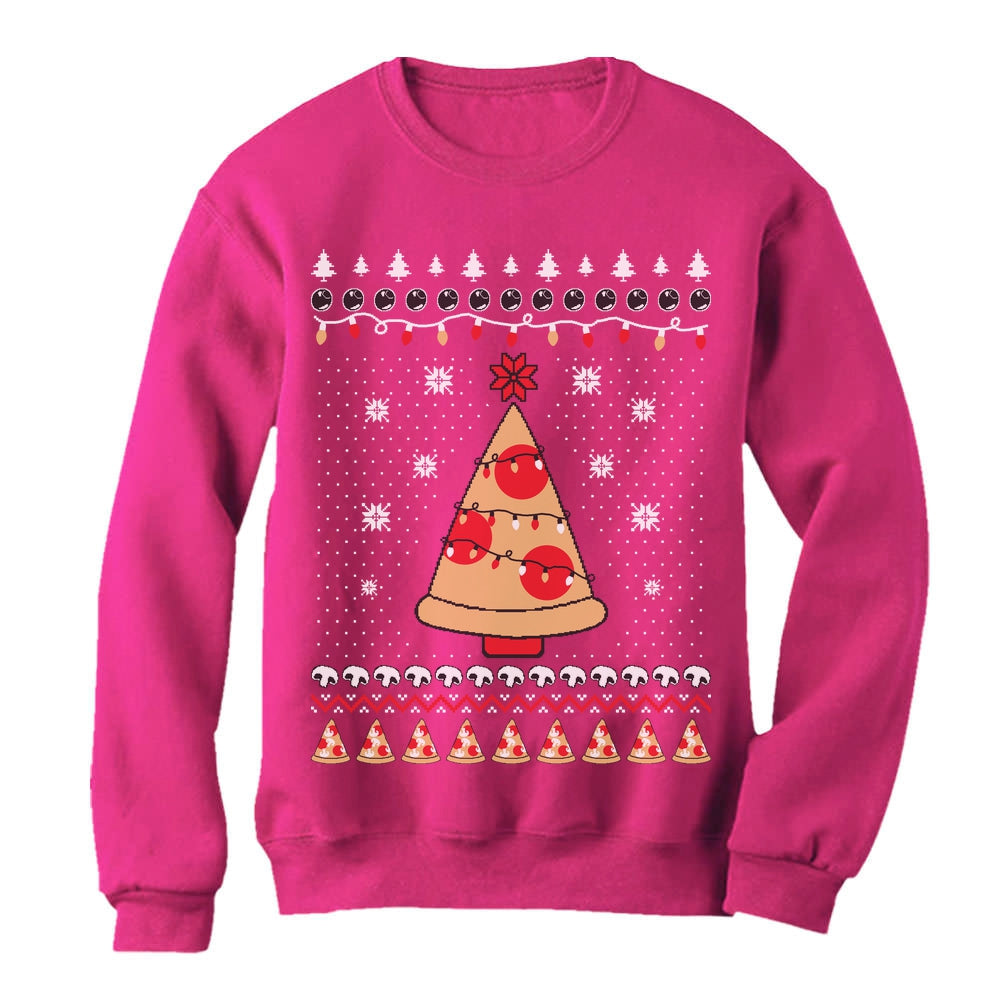 Pizza Ugly Christmas Women Sweatshirt - Pink 2