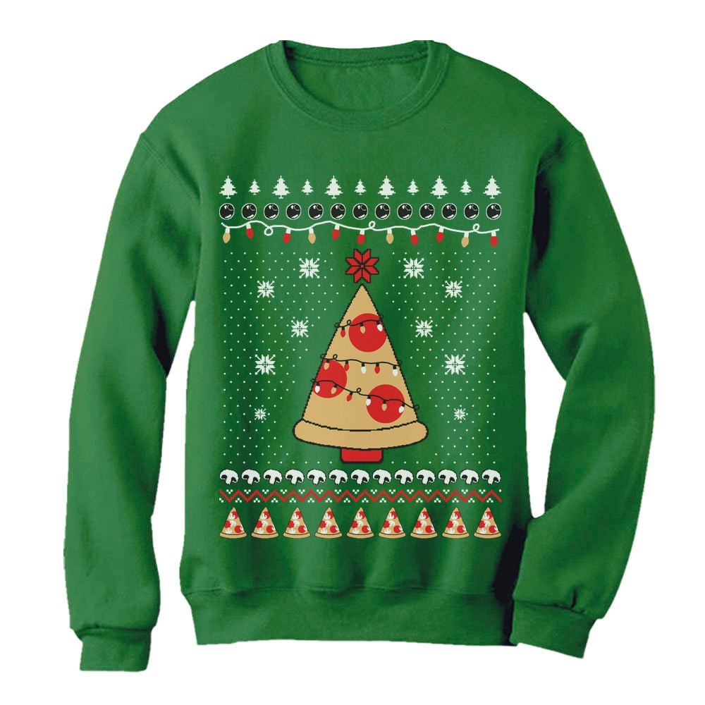 Pizza Ugly Christmas Women Sweatshirt - Green 3