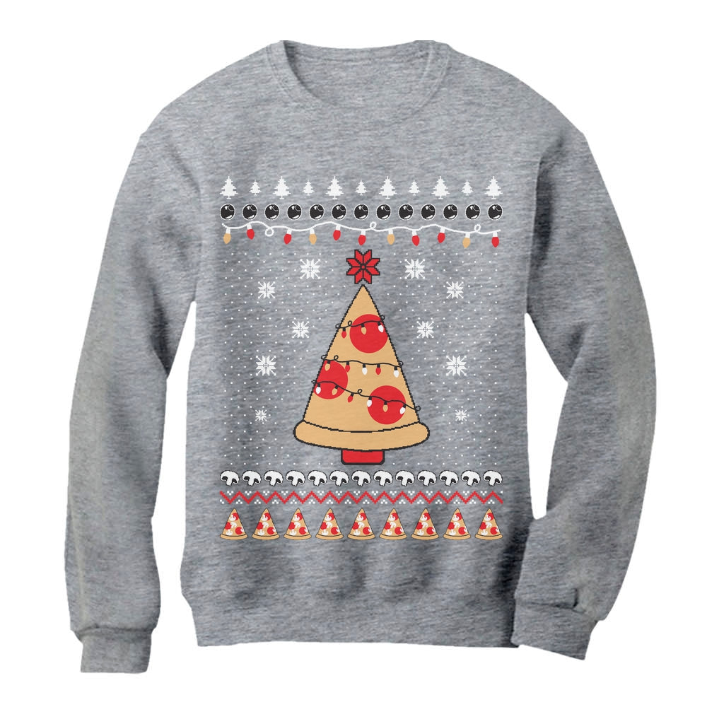 Pizza Ugly Christmas Women Sweatshirt - Gray 4