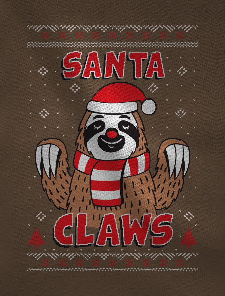 Santa Claws Sloth Ugly Christmas Women Sweatshirt - Navy 8