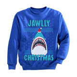 Thumbnail Jawlly Christmas Shark Ugly Christmas Toddler Kids Sweatshirt Blue 2