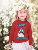 Thumbnail Jawlly Christmas Shark Ugly Christmas Toddler Kids Sweatshirt Red 5