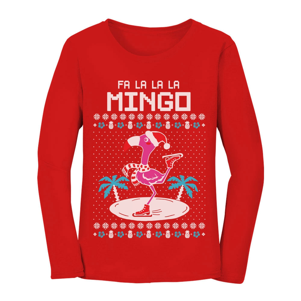 Fa La La Flamingo Ugly Christmas Women Long Sleeve T-Shirt 