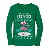 Thumbnail Fa La La Flamingo Ugly Christmas Women Long Sleeve T-Shirt Green 1