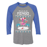 Thumbnail Fa La La Flamingo Ugly Christmas 3/4 Women Sleeve Baseball Jersey Shirt blue/gray 2