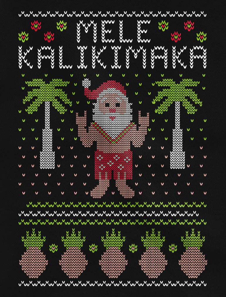 Mele Kalikimaka Santa Hawaiian Ugly Christmas Off shoulder sweatshirt - Black 4
