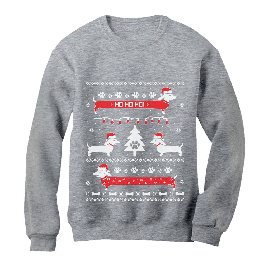 Funny Dachshund Ugly Christmas Women Sweatshirt - Gray 5