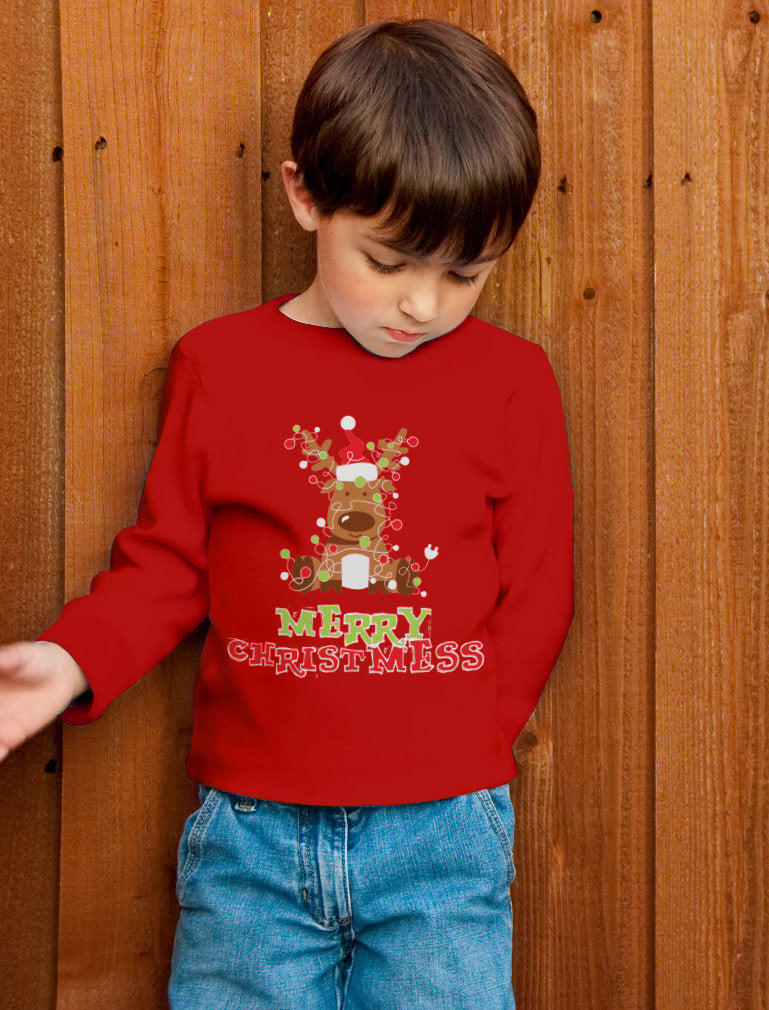 Merry Chirstmess Xmas Toddler Kids Long sleeve T-Shirt - Red 4