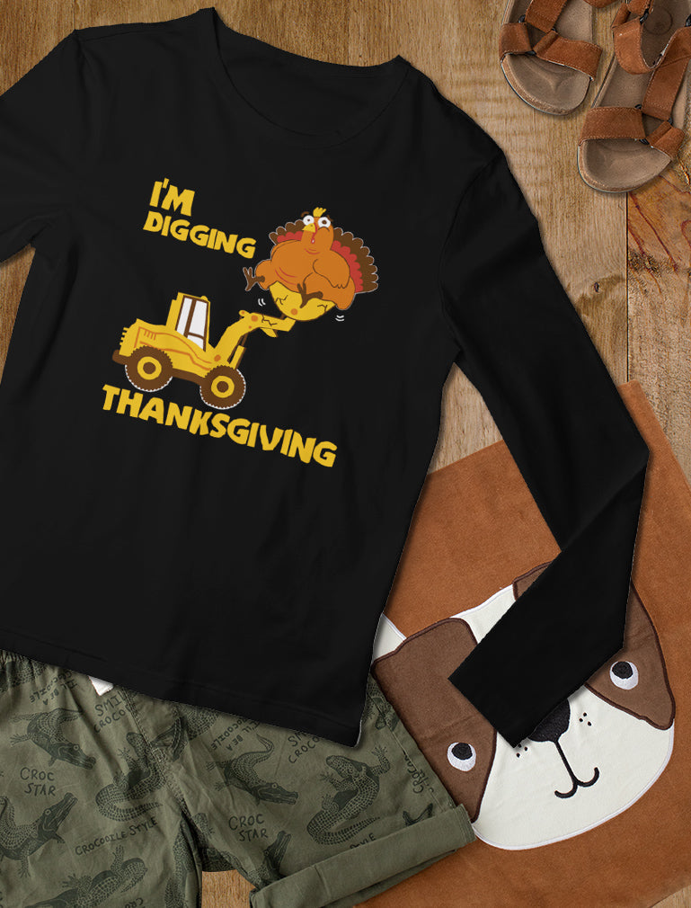 I'm Digging Thanksgiving Toddler Kids Long sleeve T-Shirt - Red 5