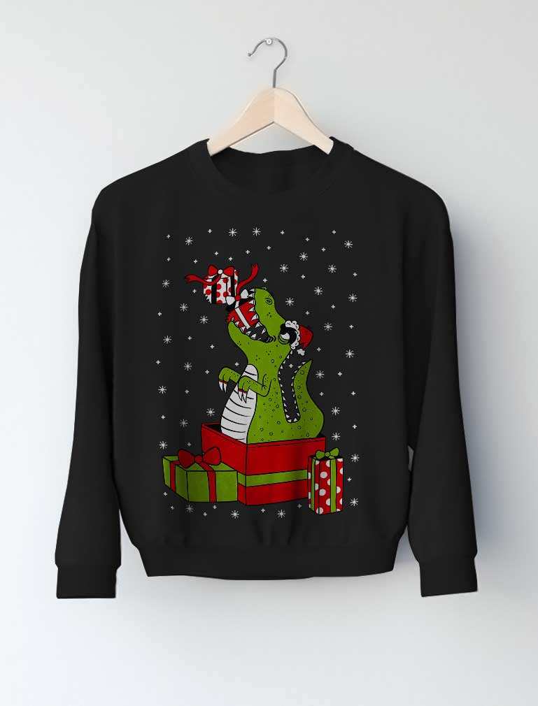T-Rex Christmas Gift Dinosaur Ugly Xmas Toddler Kids Sweatshirt 
