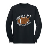 Turkey and Touchdowns Thanksgiving Youth Kids Long Sleeve T-Shirt 