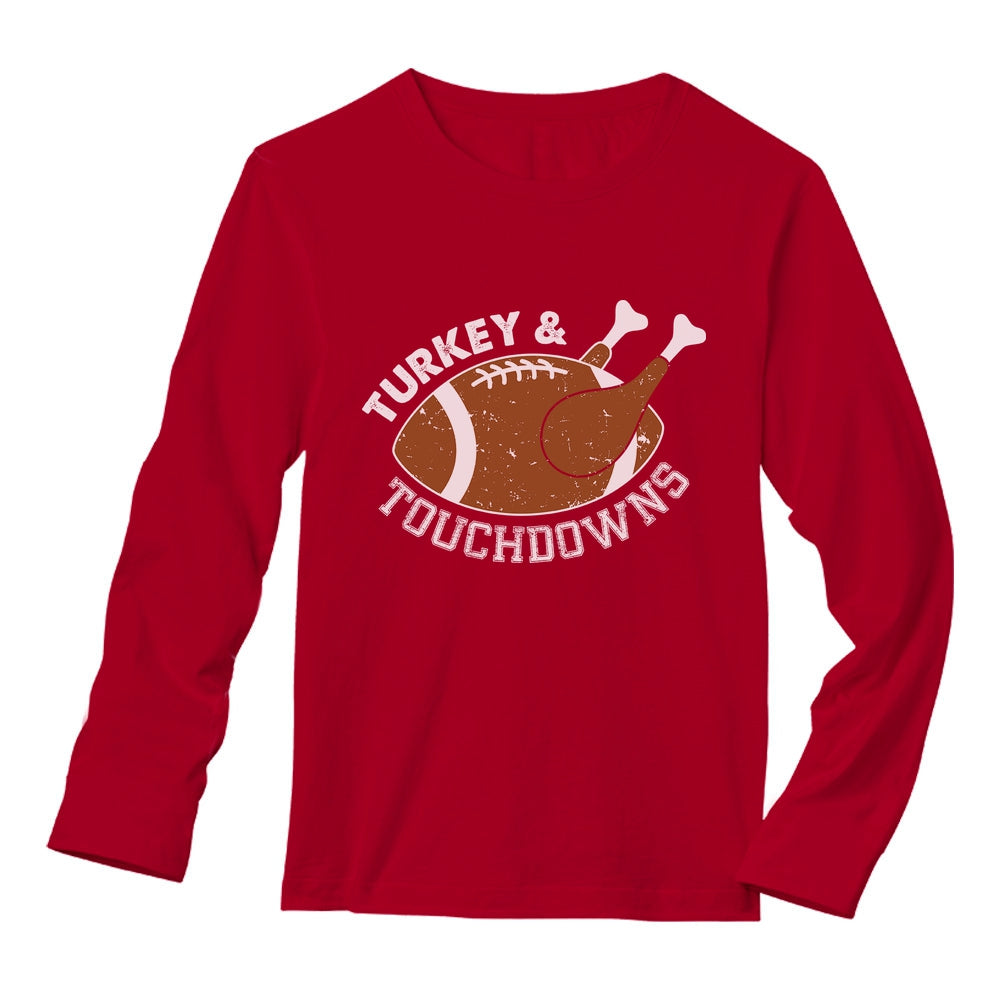 Turkey and Touchdowns Thanksgiving Long Sleeve T-Shirt - Red 2