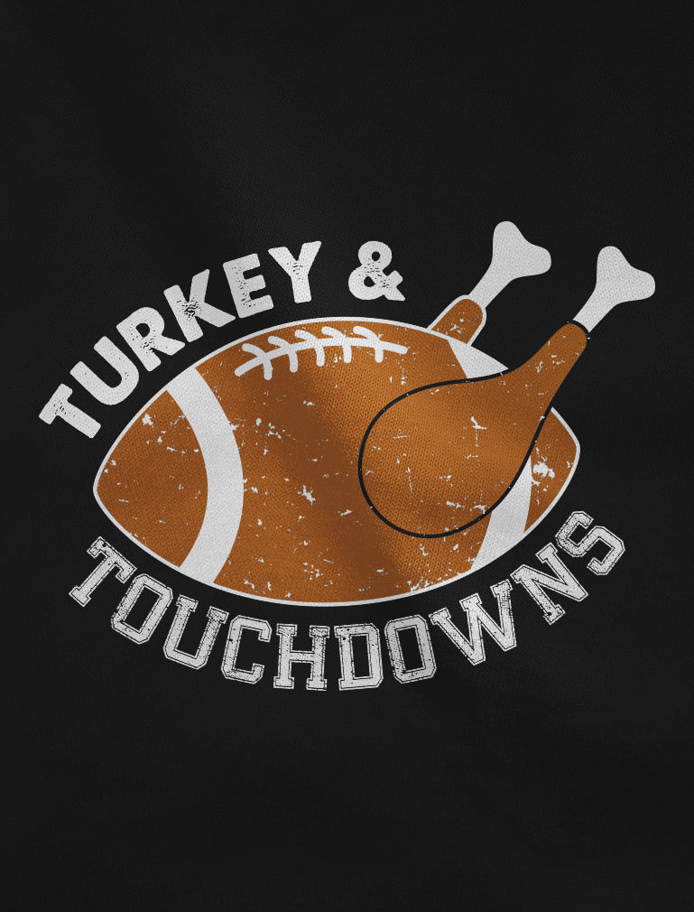 Turkey and Touchdowns Thanksgiving Youth Kids Long Sleeve T-Shirt 