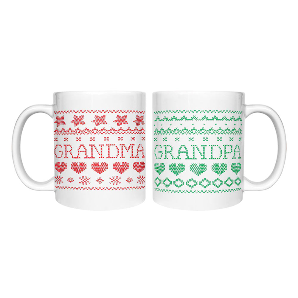 Grandma & Grandpa Matching Christmas Grandparents Coffee Mugs Gift Set 