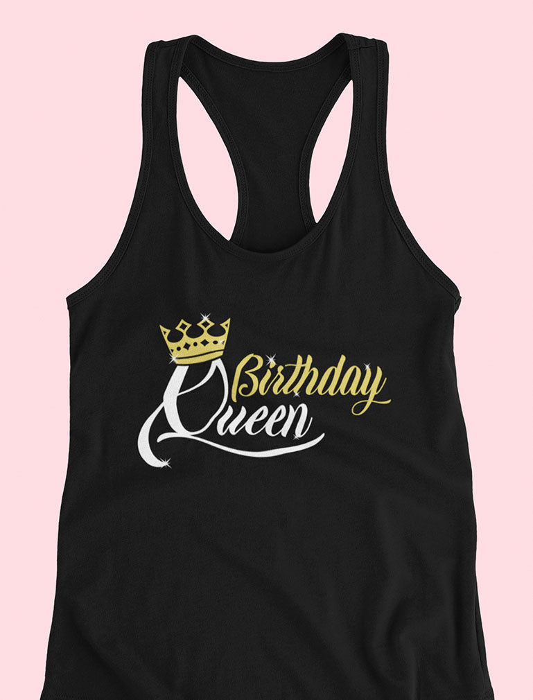 Birthday Queen Top for Women and Teen Girls Birthday Crown Racerback Tank Top - Berry 5