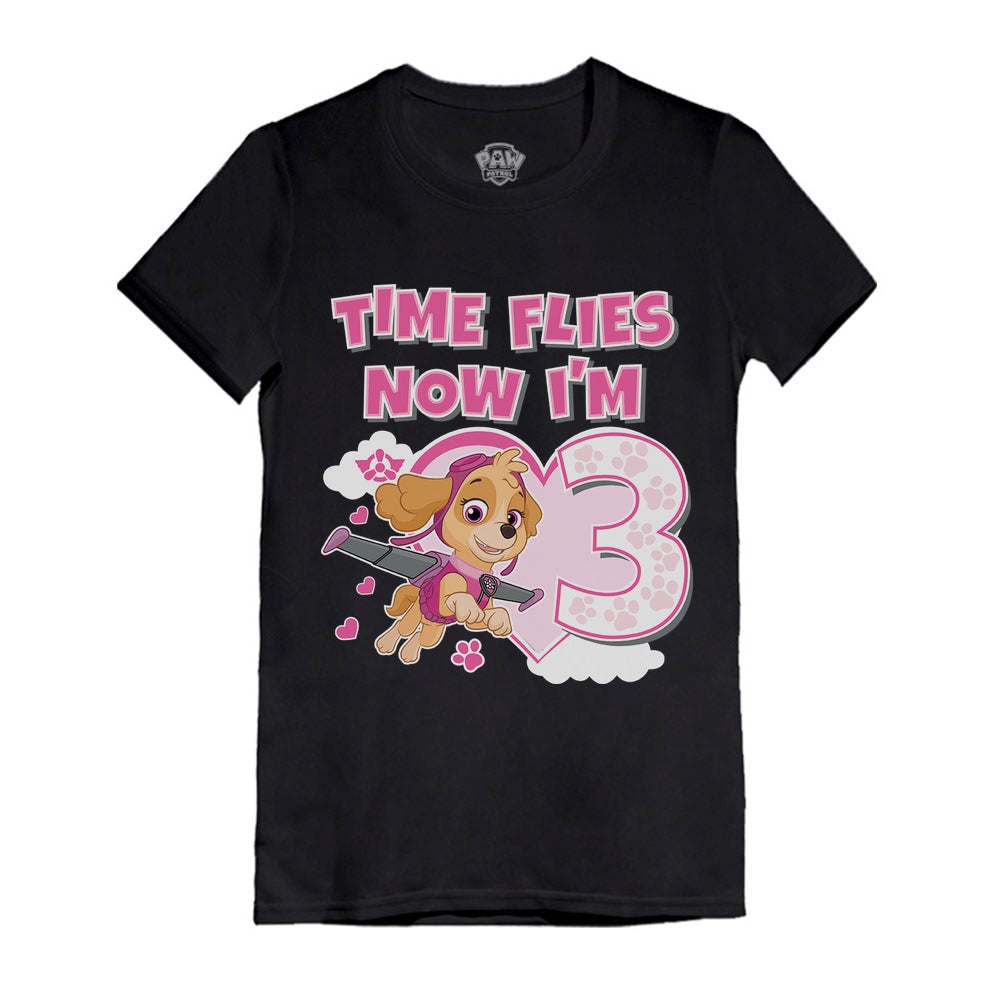 Birthday Girl Paw Patrol Skye 3rd Birthday Gift Toddler Kids Girls' Fitted T-Shirt - Black 2