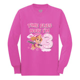 Birthday Girl Paw Patrol Skye 3rd Birthday Gift Toddler Kids Long sleeve T-Shirt 