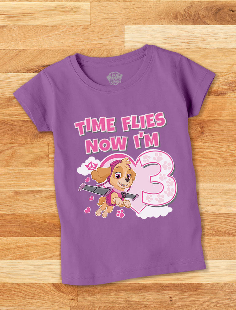 Birthday Girl Paw Patrol Skye 3rd Birthday Gift Toddler Kids Girls' Fitted T-Shirt - Chill Blue 9