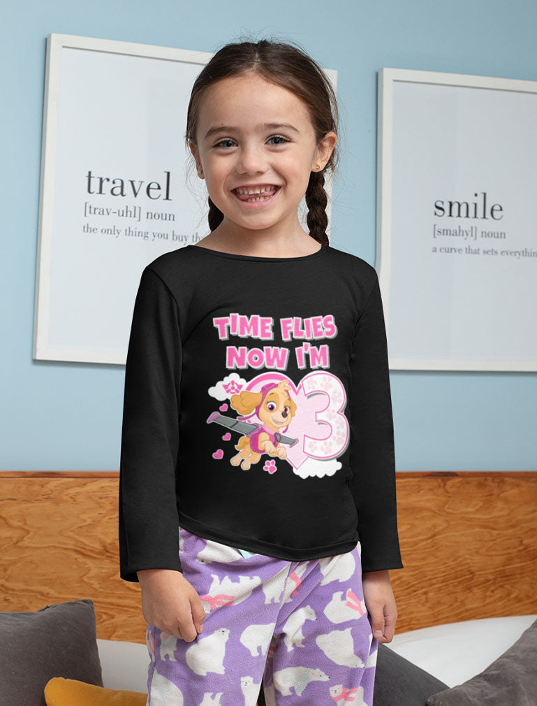 Birthday Girl Paw Patrol Skye 3rd Birthday Gift Toddler Kids Long sleeve T-Shirt - Pink 4
