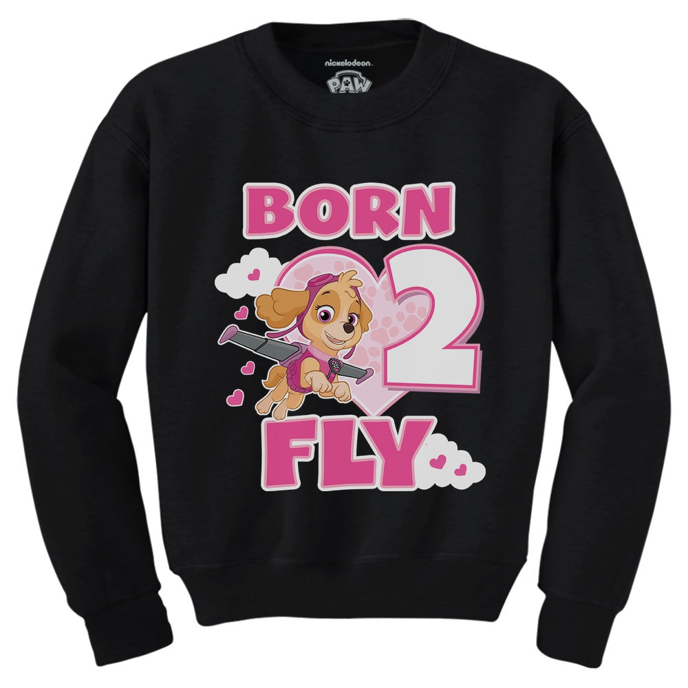 Birthday Girl Paw Patrol Skye Born 2 Fly 2nd Birthday Toddler Kids Sweatshirt - Black 2