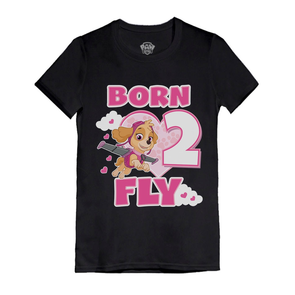 Paw Patrol Skye Born 2 Fly 2nd Birthday Girls' T-Shirt - Black 2