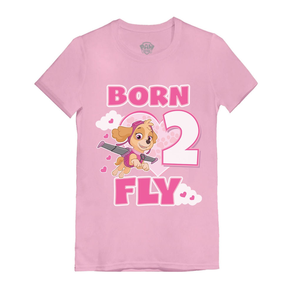 Paw Patrol Skye Born 2 Fly 2nd Birthday Girls' T-Shirt - Pink 3