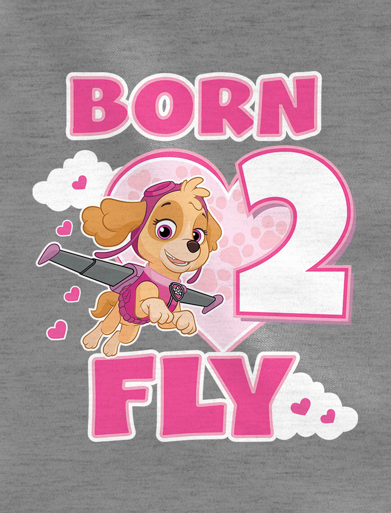 Birthday Girl Paw Patrol Skye Born 2 Fly 2nd Birthday 3/4 Sleeve Baseball Jersey Toddler Shirt - Purple 4