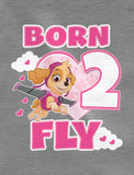 Birthday Girl Paw Patrol Skye Born 2 Fly 2nd Birthday 3/4 Sleeve Baseball Jersey Toddler Shirt 