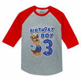 Thumbnail Paw Patrol Chase Boys 3rd Birthday 3/4 Sleeve Baseball Jersey Toddler Shirt Red 2