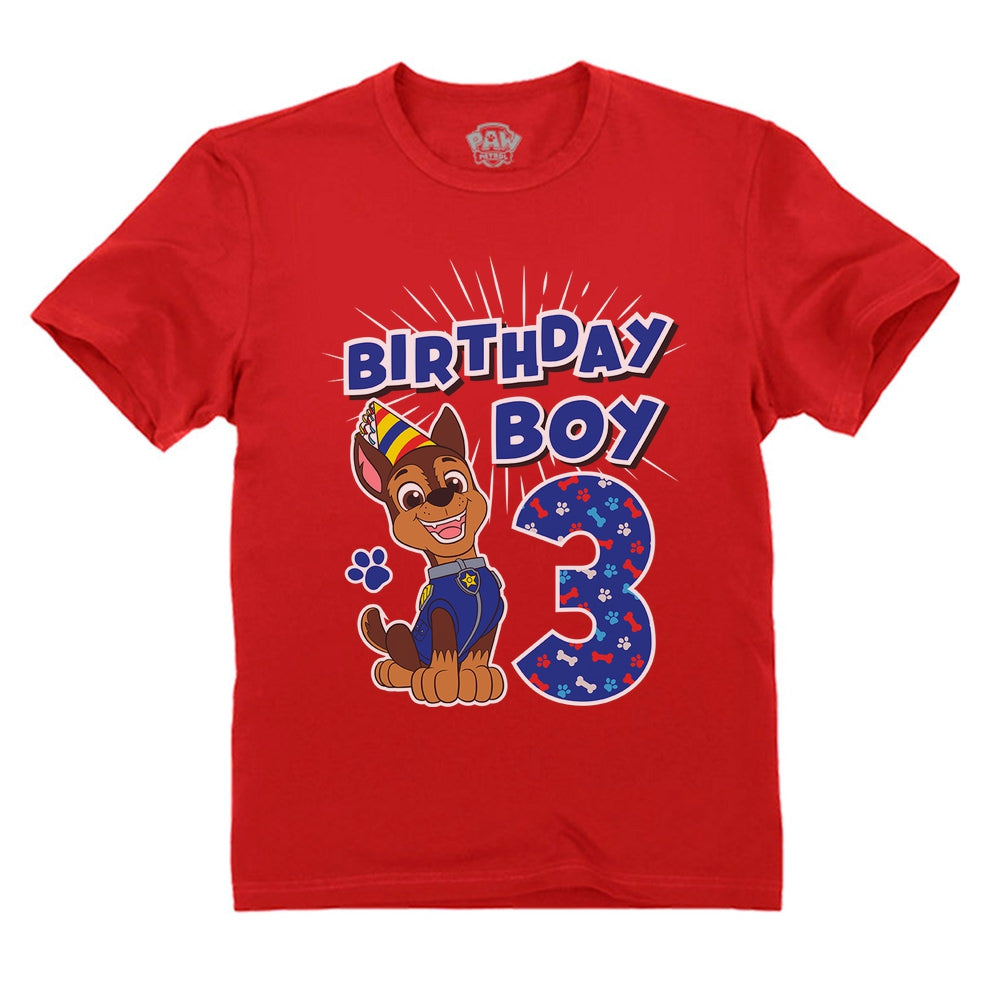 Kids Paw Tstars 3rd Boys – Official Patrol Birthday Toddler Chase T-Shirt