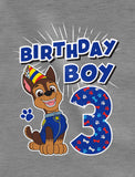Paw Patrol Chase Boys 3rd Birthday 3/4 Sleeve Baseball Jersey Toddler Shirt 