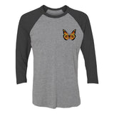 Thumbnail Women's Butterfly Graphic Tee Teen Girls 3/4 Women Sleeve Baseball Jersey Shirt black/gray 1
