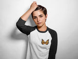 Thumbnail Women's Butterfly Graphic Tee Teen Girls 3/4 Women Sleeve Baseball Jersey Shirt black/white 6