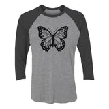 Thumbnail Butterfly 3/4 Women Sleeve Baseball Jersey Shirt black/gray 4