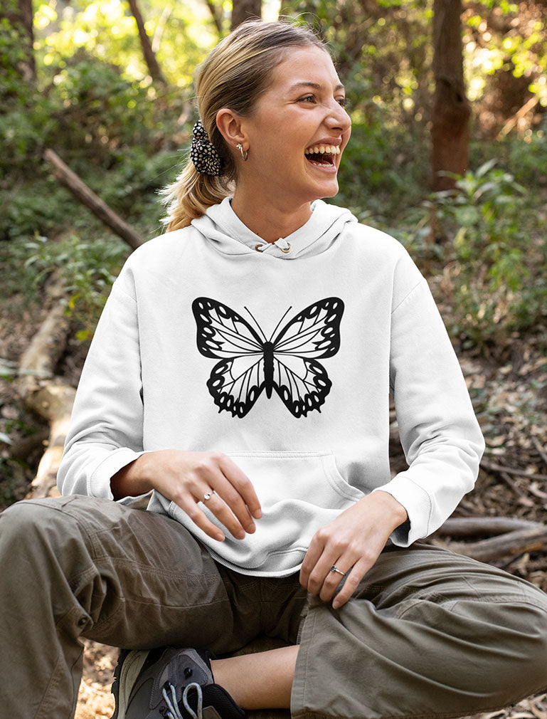 Sweatshirt For Women With Cute Butterfly Graphic - Pink 6