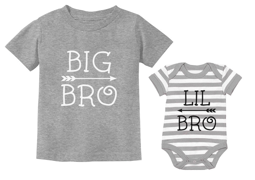 Big Bro Little Bro Shirts Big Brother Little Brother Boys Matching Outfits - Big bro Gray / Lil bro gray/white 2