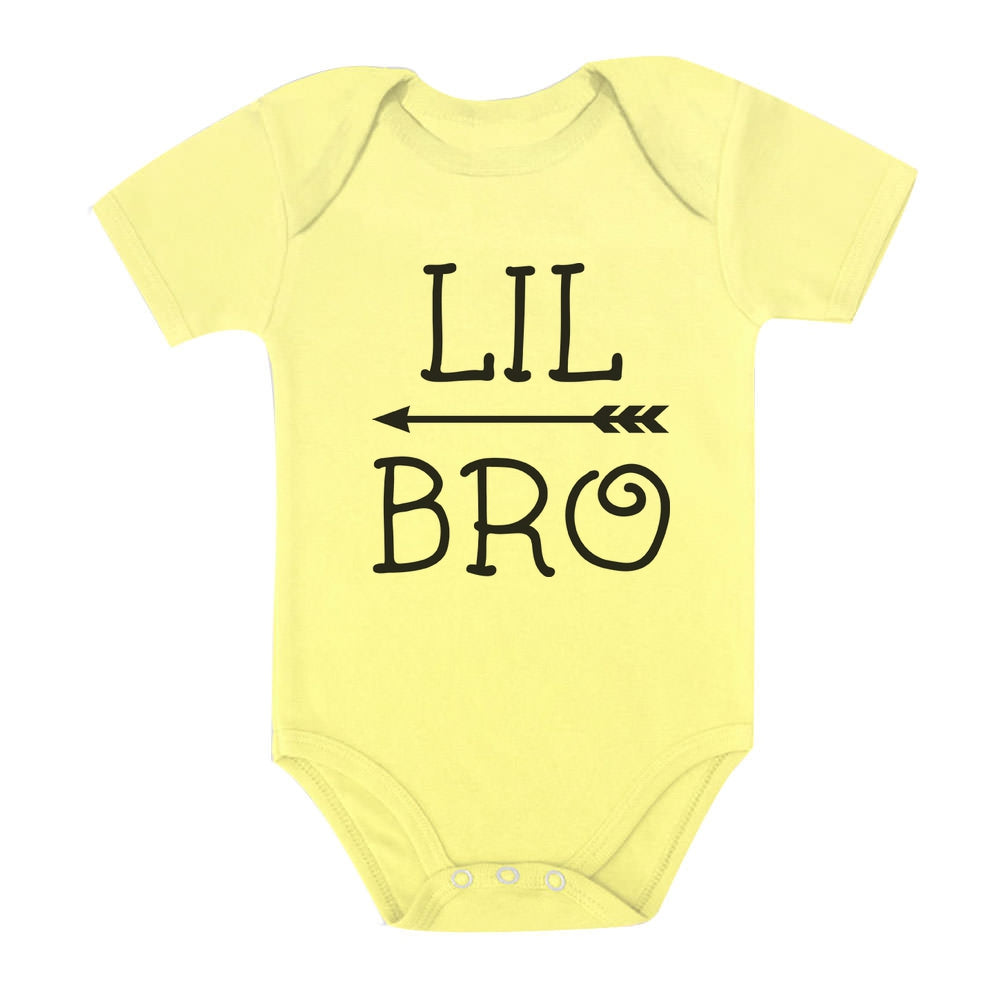Little Brother Shirt for Boys Baby Announcement Baby Boy Baby Bodysuit - Yellow 3