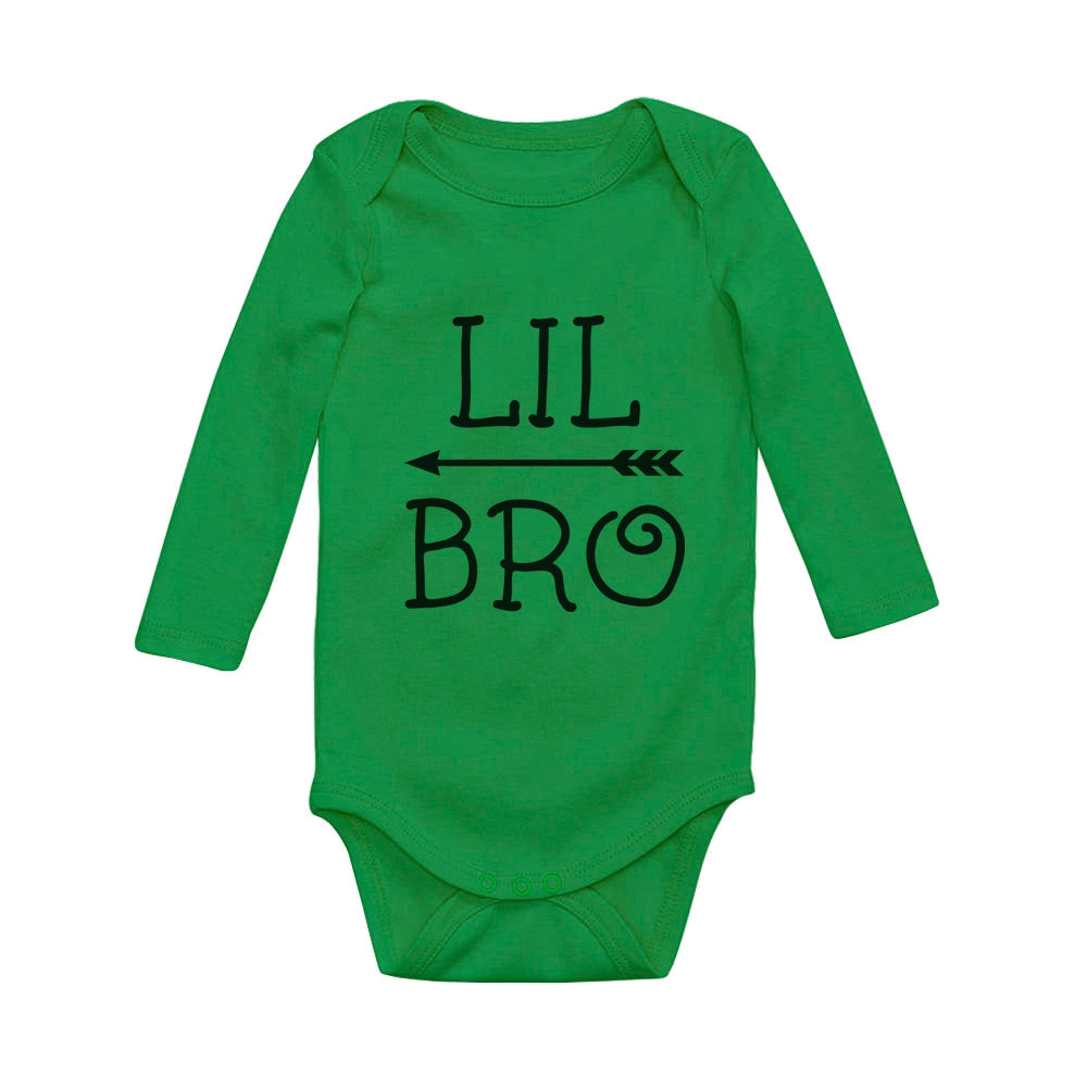 Little Brother Shirt for Boys Baby Announcement Baby Long Sleeve Bodysuit - Green 3