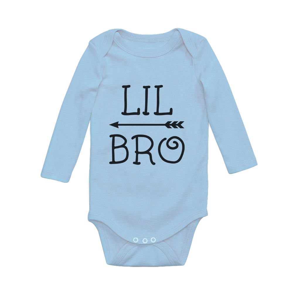 Little Brother Shirt for Boys Baby Announcement Baby Long Sleeve Bodysuit - Light blue 1