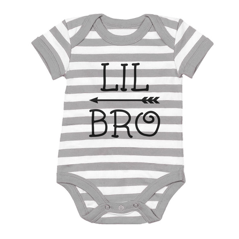 Little Brother Shirt for Boys Baby Announcement Baby Boy Baby Bodysuit - gray/white 6