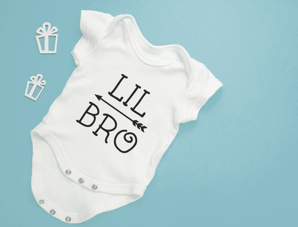 Little Brother Shirt for Boys Baby Announcement Baby Boy Baby Bodysuit - gray/white 9