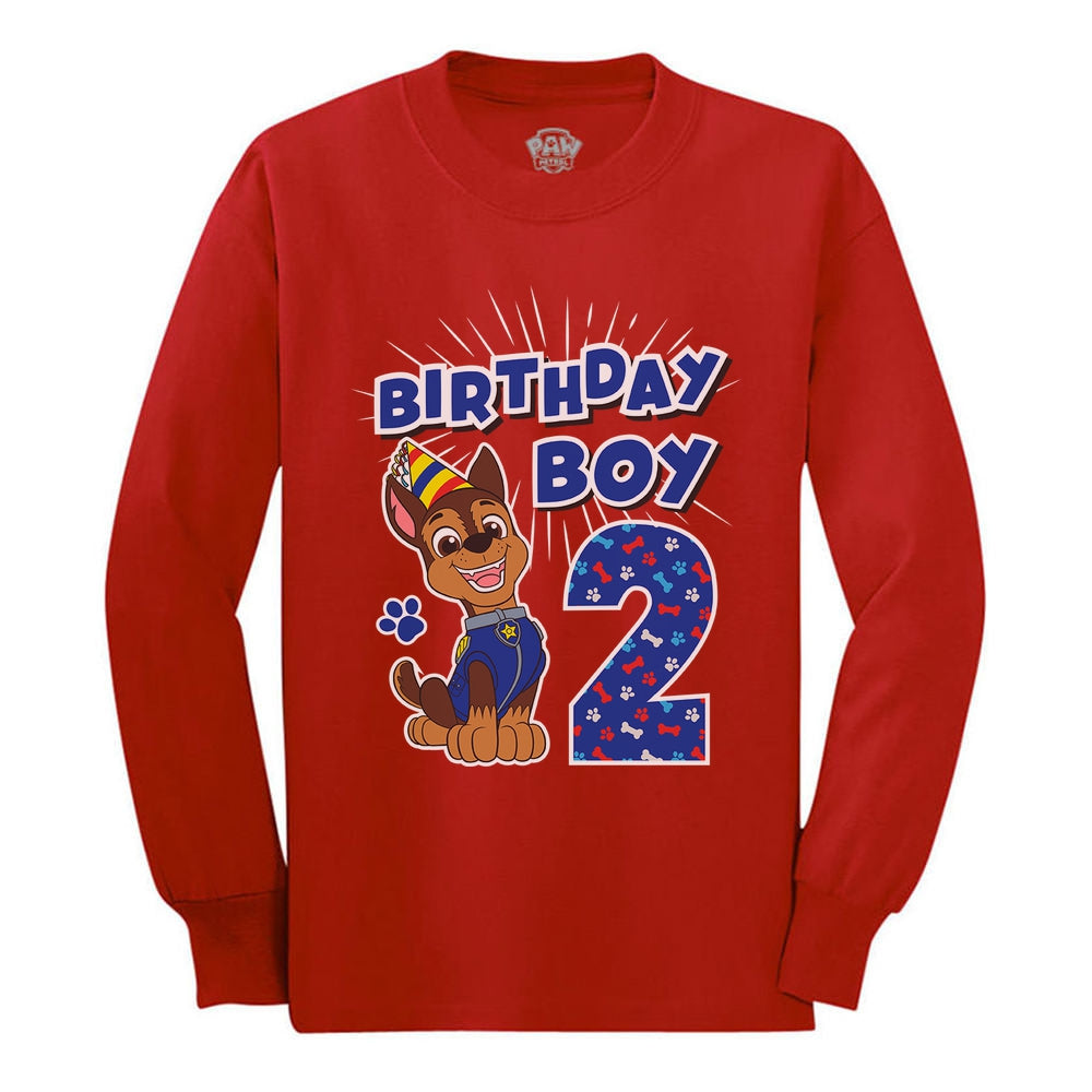 Official Paw Patrol Chase 2nd Birthday Toddler Long sleeve T-Shirt - Red 2