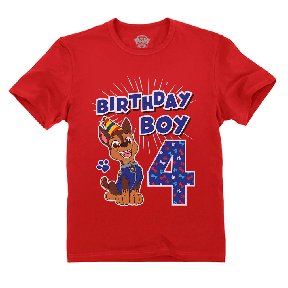 Official Paw Patrol Chase Boys 4th Birthday Toddler Kids T-Shirt 