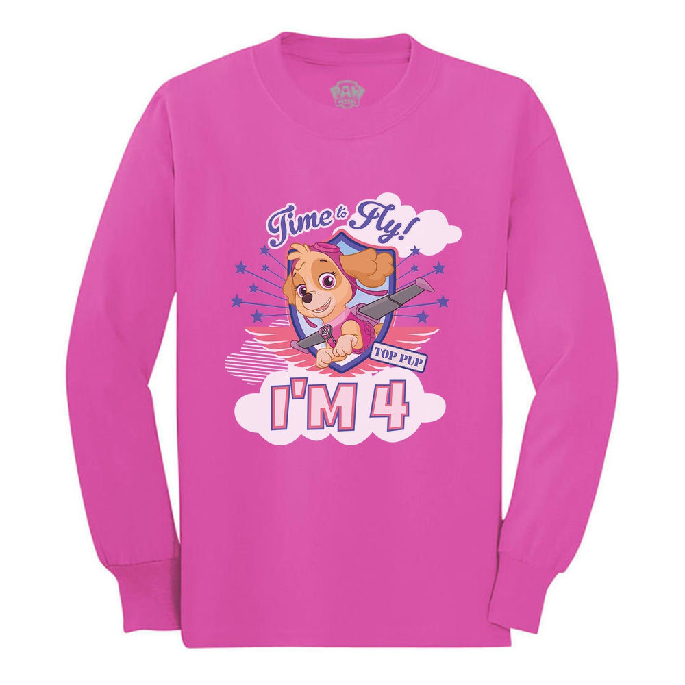I'm 4 Paw Patrol Skye 4th Birthday Gift Toddler Kids Long sleeve T-Shirt - Pink 2