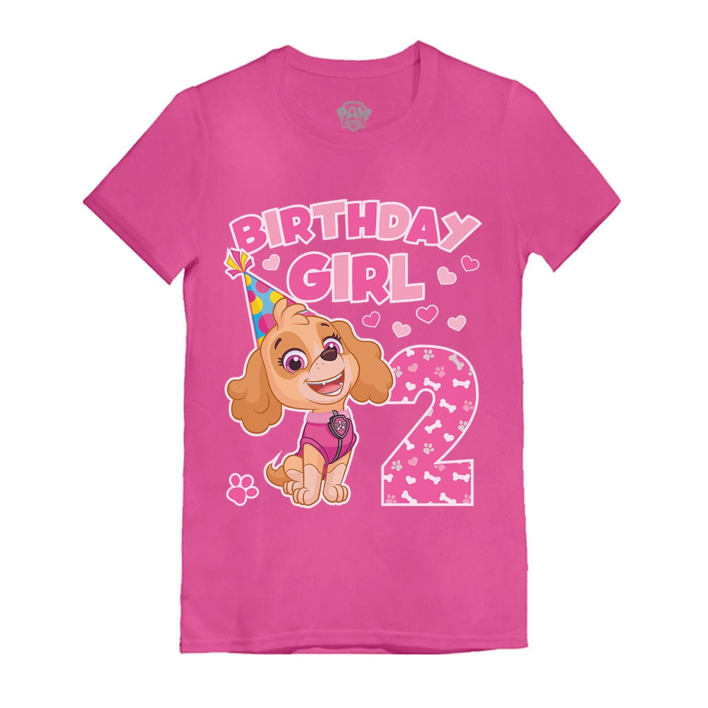 Birthday Girl Skye Paw Patrol 2nd Birthday Toddler Kids Girls' Fitted T-Shirt - Wow pink 1