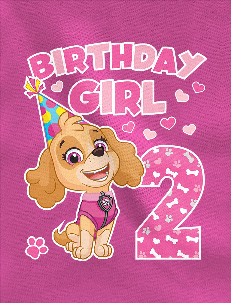 Birthday Girl Skye Paw Patrol 2nd Birthday Toddler Kids Girls' Fitted T-Shirt - Chill Blue 6