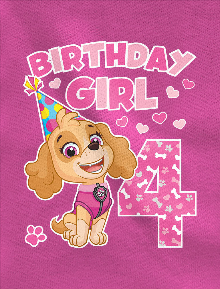 Birthday Girl Paw Patrol Skye 4th Birthday Toddler Kids T-Shirt - Black 3