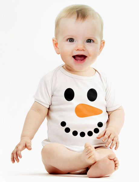 Cute Snowman Baby Bodysuit For Christmas And Holiday - White 1