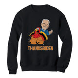 Thumbnail Thanksgiving Turkey Funny Joe Biden Thanksbiden Women Sweatshirt Black 2